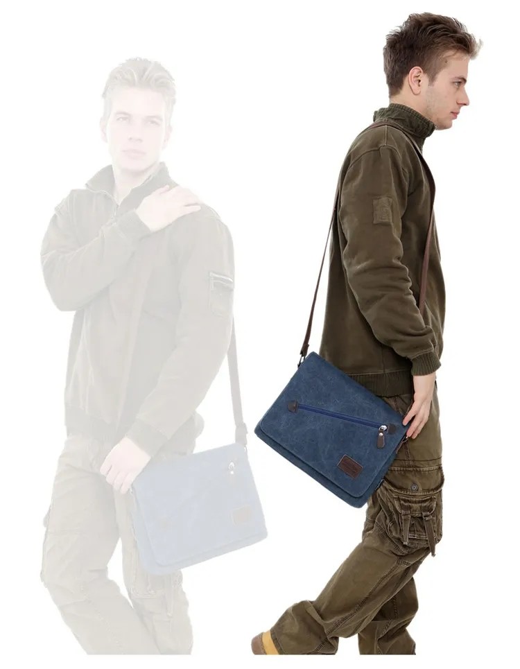 Custom Business Men's Crossbody Shoulder Washable Canvas Messenger Bag For Men