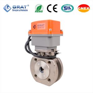 Buy cheap IoT Short Flange Regulating Ball Valve PTFE Sealing with 4-20mA Feedback Signal AC220V DC24V Motorized Actuator Real-Time OLED Status Display product
