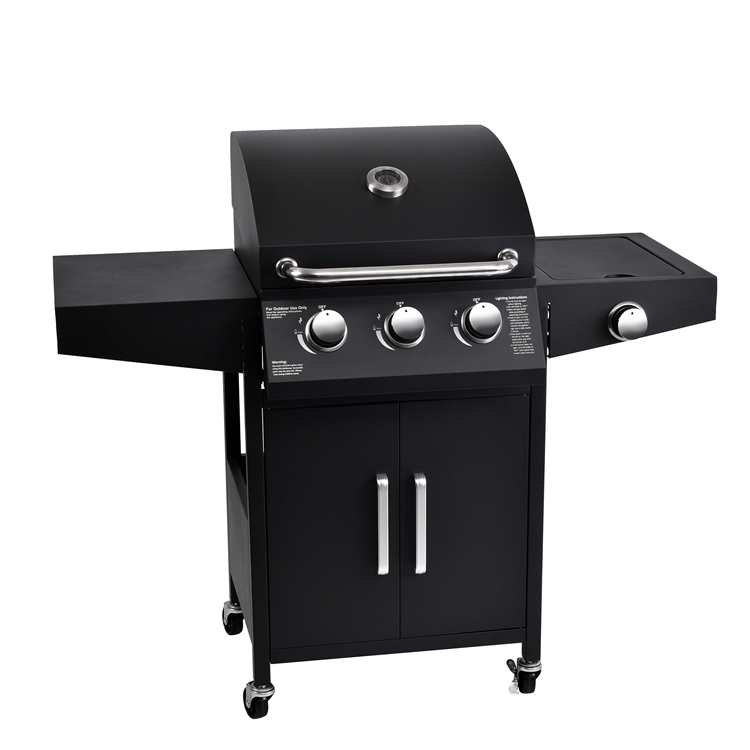 Enjoy Smoke-Free Camping and Barbecue with 4-Burner Steel Gas Stove in Outdoor Garden