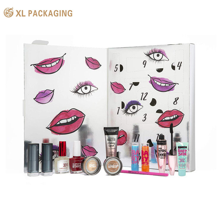 Customized Logo Partone Color CMYK Design 12 Drawer Calendar Box for Tea Bag Skin Care Cosmetic