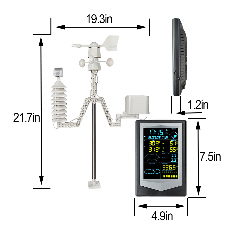 OEM Portable Wireless Color Screen Forecast Weather Station Professional Temperature And Humidity Sensor