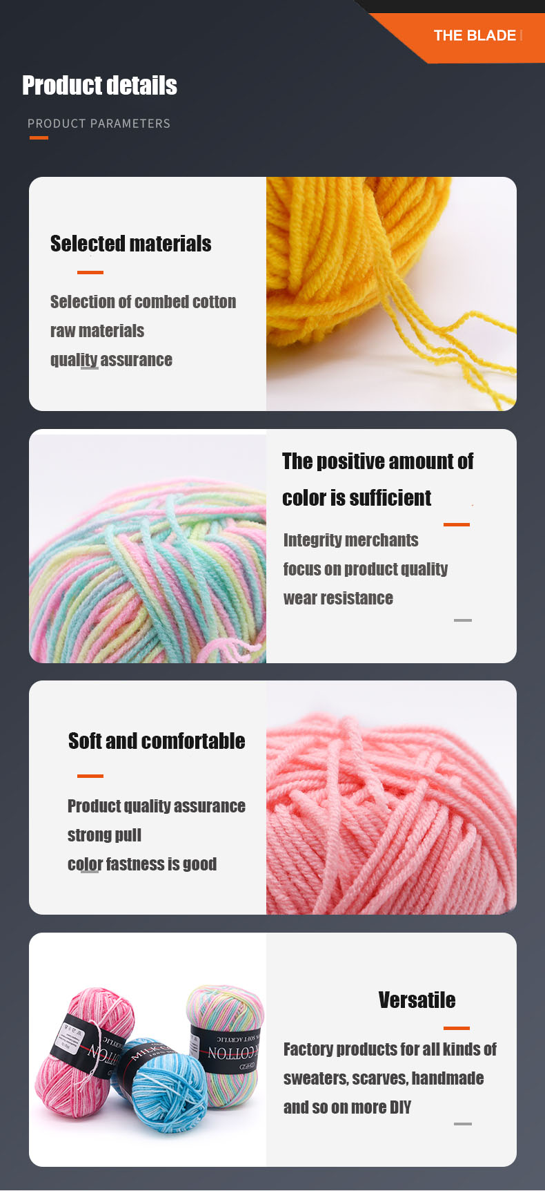 50g Material Multicolored Pure Color Wool Thread Yarn Milk Cotton Knitting Thread Wool