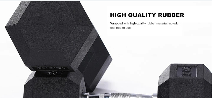 Wholesale High Quality Home Gym Fitness Equipment Hex Rubber Cover Dumbbell