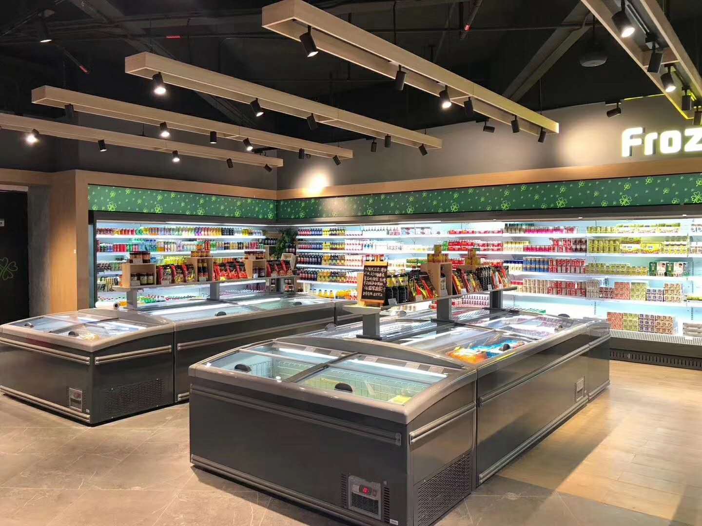 Supermarket Combination Commercial Glass Door Chest Island Freezer With Auto Defrost
