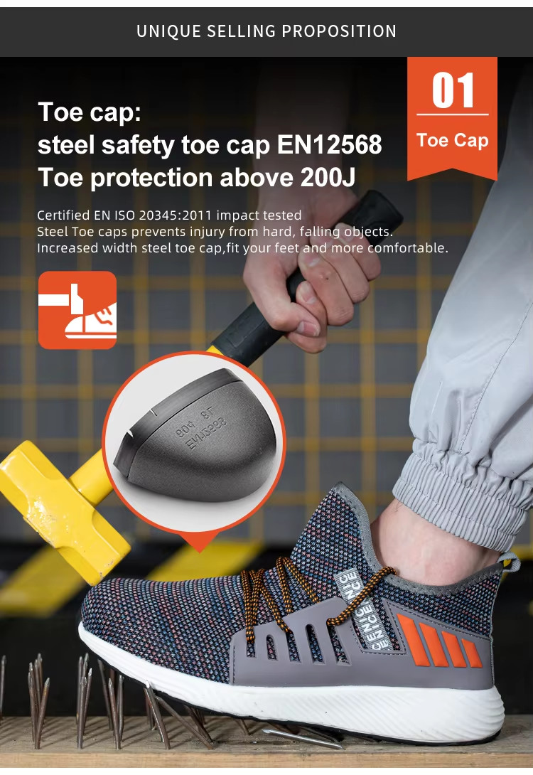 Stylish / Lightweight Steel Toe Sneakers Comfortable Slip Resistant Shoes