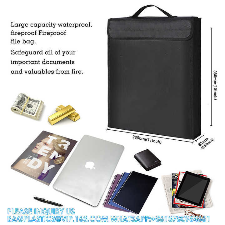 Reflective Strip Hanging Letter Size Fireproof Document Box Lockable Two Layer File Box Organizer