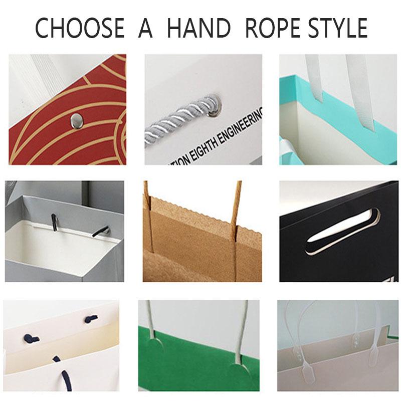 Flexiloop Handle Customized Logo Accepted Kraft Paper Bags for Boutique Gift Shopping