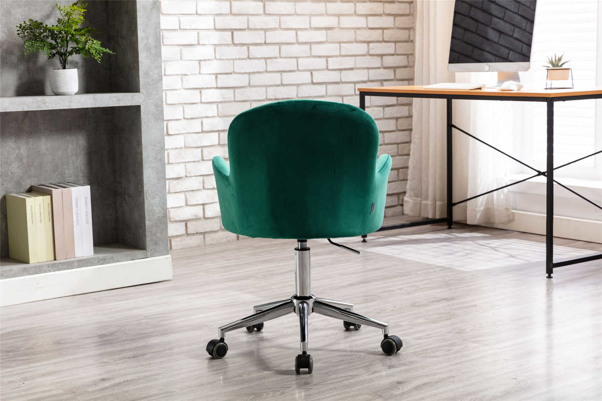 Sloped Arm Padded Seat Green Living Room Office Chair Silver Base