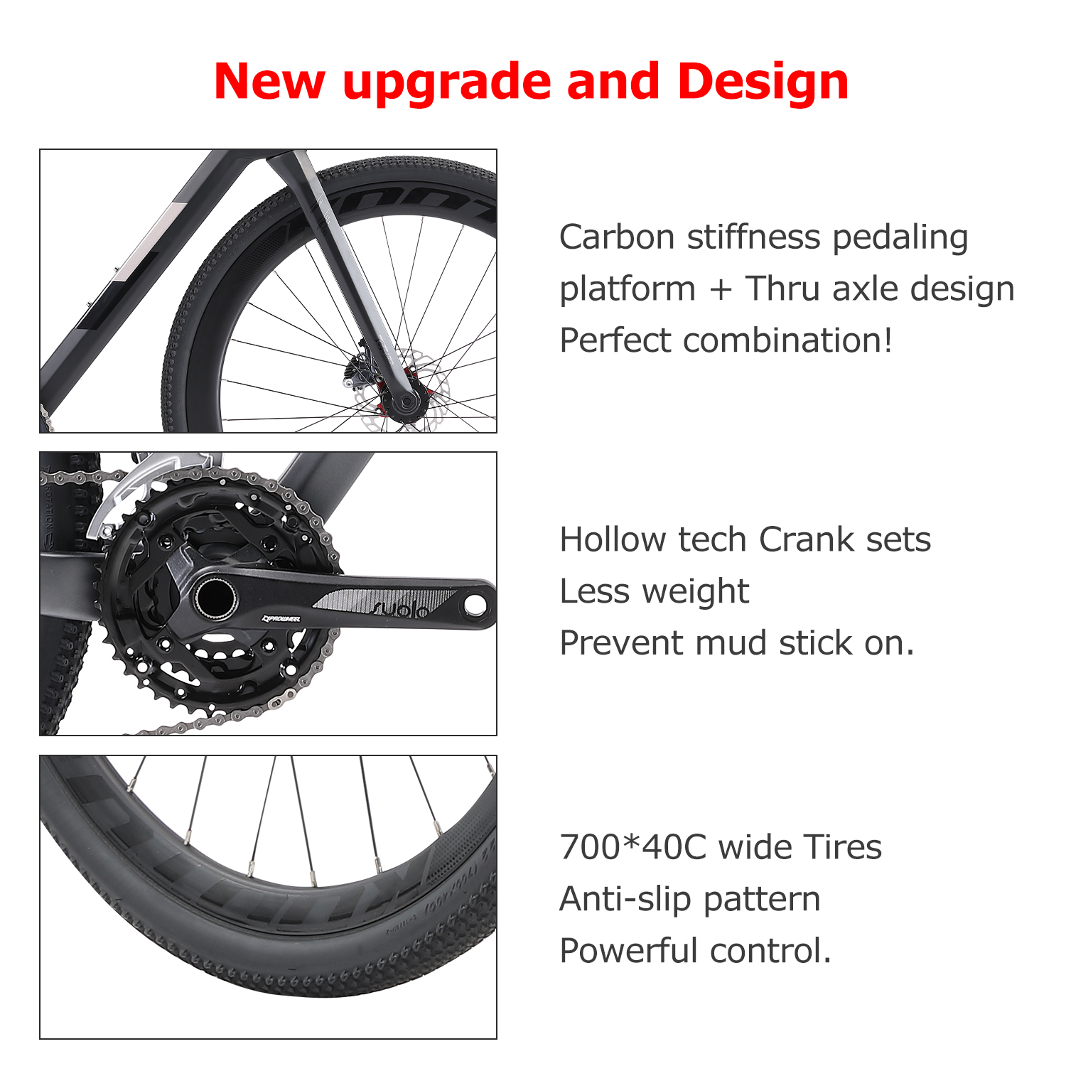 700C Gravel Carbon Bike TORAY T800 Carbon Fiber Frame with Full Alloy Pedals