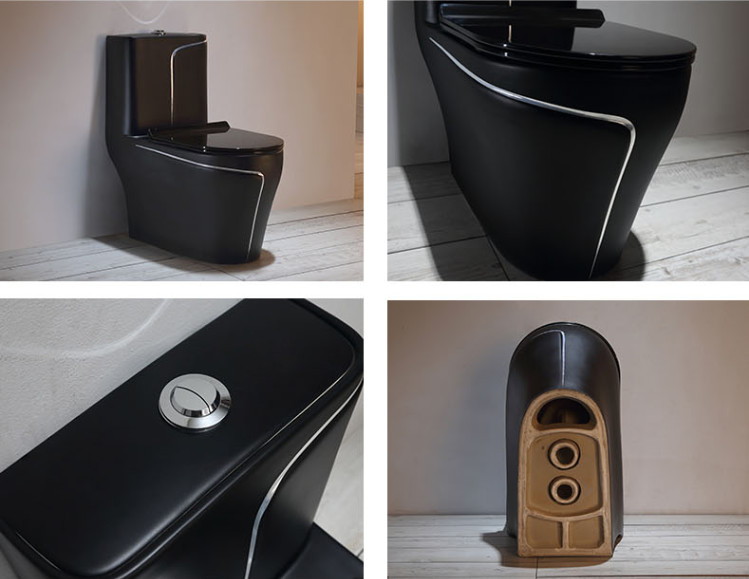 Black Toilet Siphon Flushing Sanitary Ware Toilet