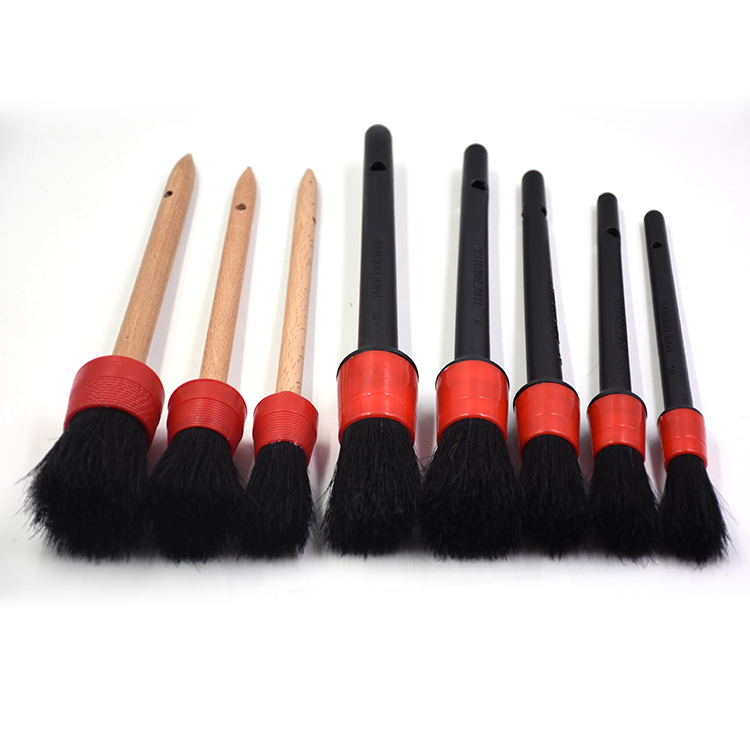 Red / Black Microfiber Car Wash Brush Auto Detailing Brush Set Long Life Span
