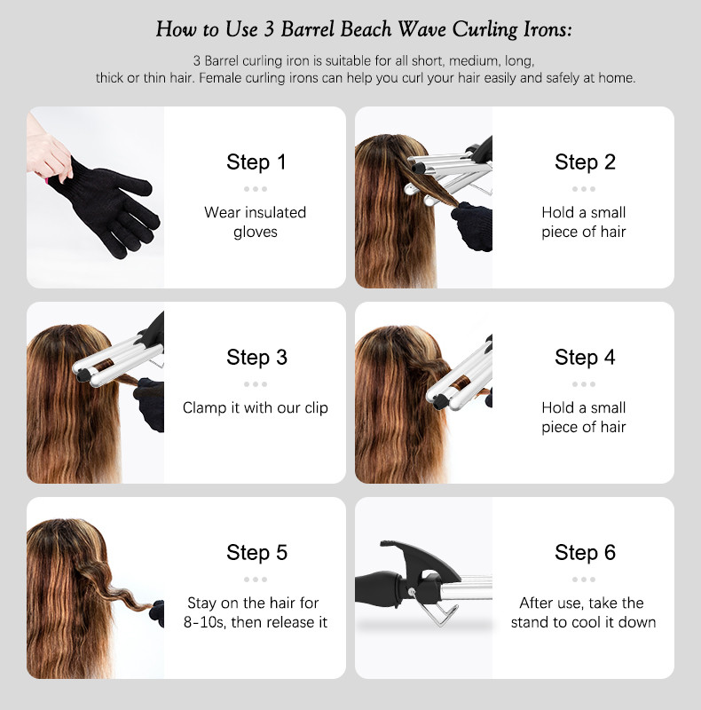 Three Barrel Curling Iron Mini Hair Curler Aluminum Plate Wave Formers