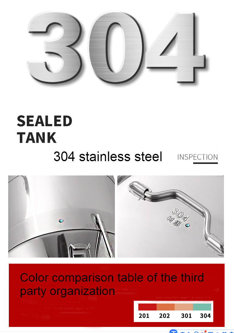 20L Oil Beverage Honey Vertical Open Cover Stainless Steel Storage Tank/Barrel/Pail Milk Can