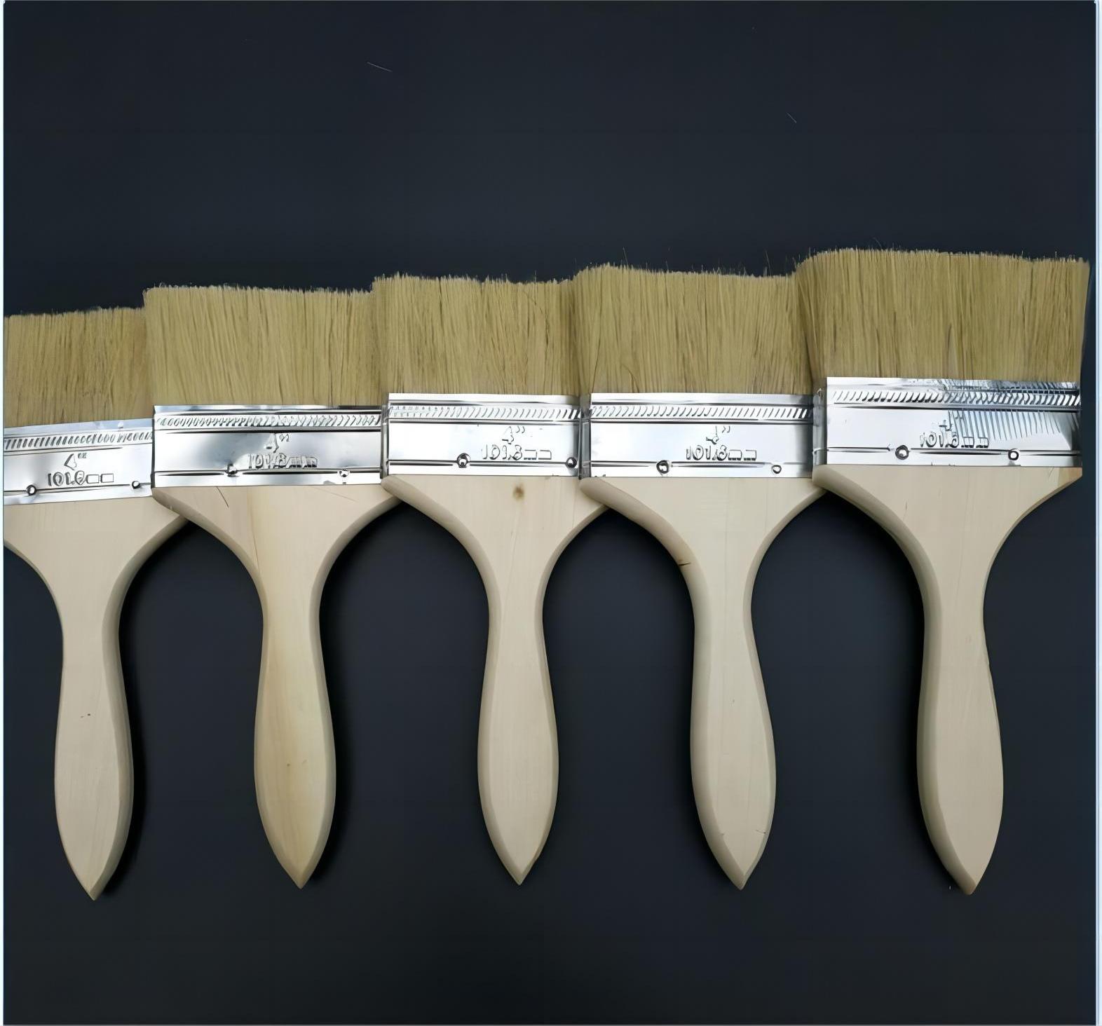 Pure Bristles Paint Brush With Wooden Handle and Epoxy Glue for Wall Paint Application