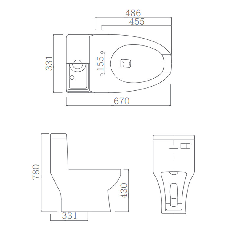 Wc Disabled Toilet Bowl S trap 300/400mm Siphonic Jet Flushing