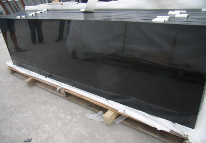 24" Black Granite Stone Tile Bathroom Vessel Sink With Polished Surface