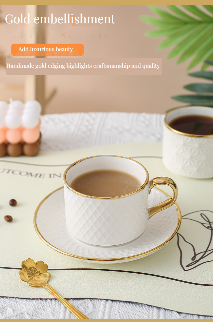 Modern White Ceramic Cups and Saucers Nordic Elegant Bone Cup Set for Water Mugs