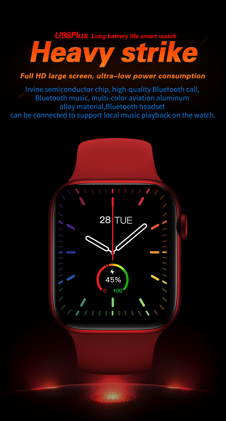 U98 Plus BT 5.0 Iwo5 Body Temperature Smartwatch Bluetooth Call