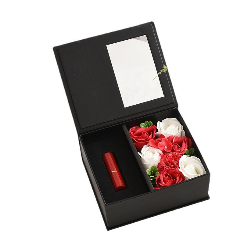 Elegant Black Color Custom Logo Printing Rigid Cardboard Jewelry Flower Gift Packaging Box