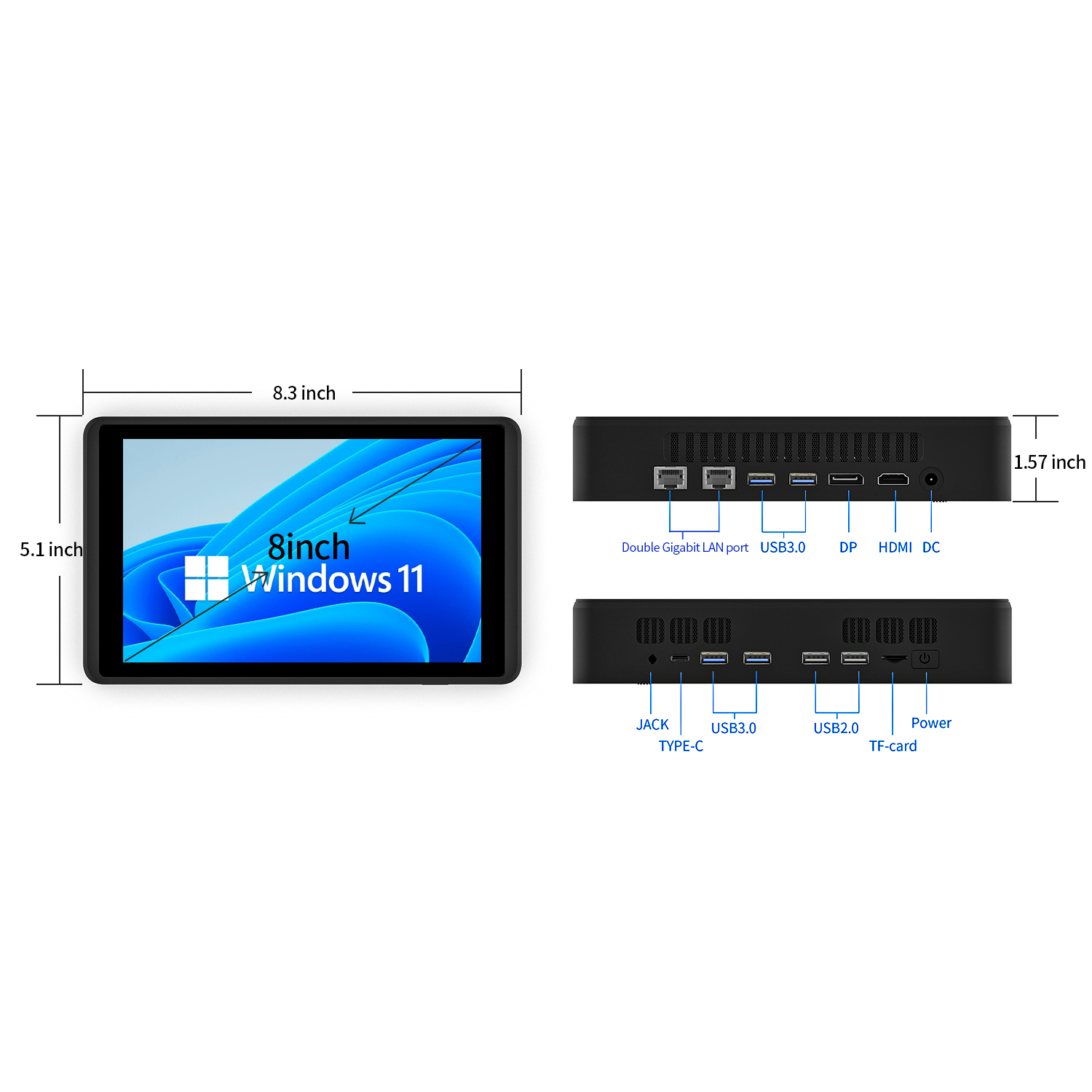 NO Mouse Keyboard Touchscreen Mini PC 8 Inch All In One Mini Pc With Quad Core Processor