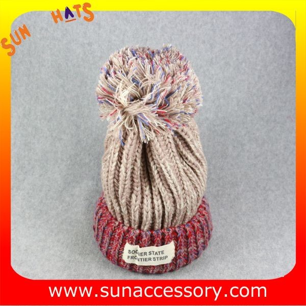 AK17014 Sun Accessory customized wholesale knitted beanie caps and hats with Pom pom ,caps in stock MOQ only 3 pcs