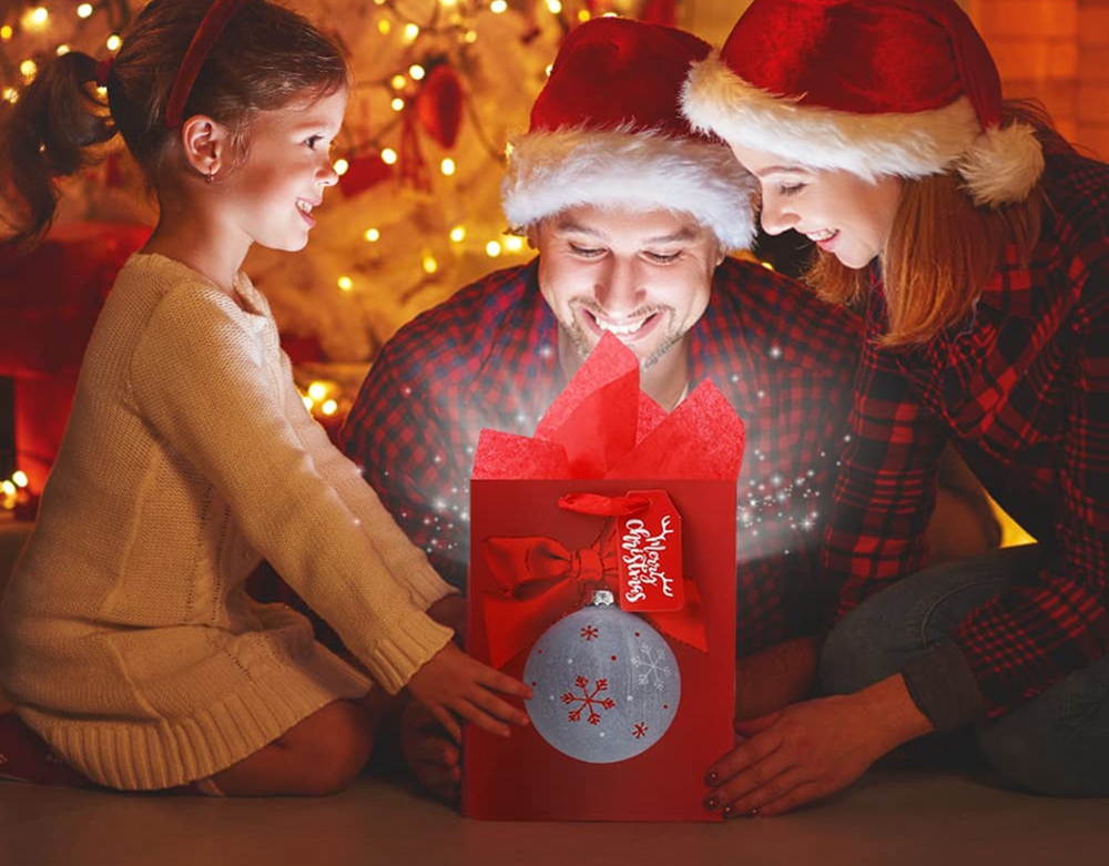 Fancy Holiday Merry Christmas Gift Shopping Luxury Paper Bags with Customized Logo