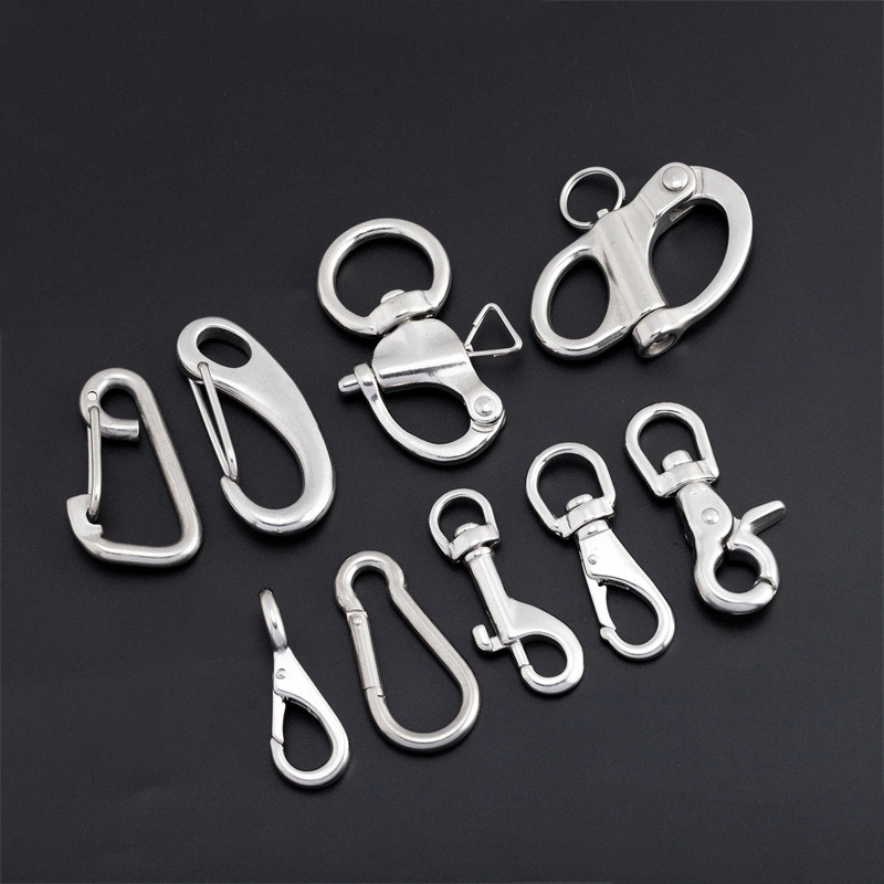 Spring Open End Sail Snap Hook with Polished Finish Stainless Steel Construction