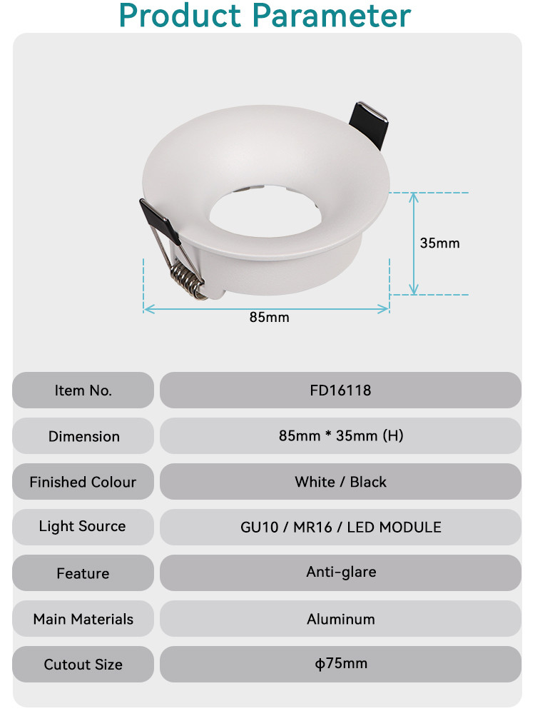 Ø75mm MR16 Recessed Spotlight Deep Anti-glare For Commercial