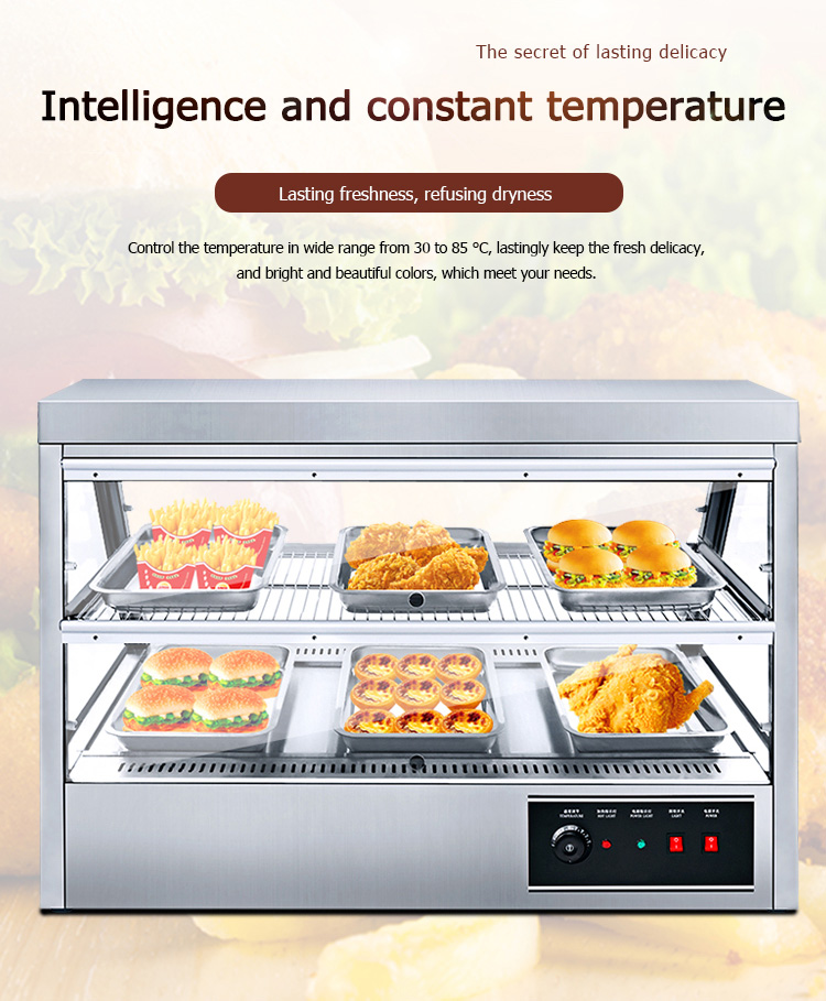 Temperature Controlled Electric Heated Thermal Food Warmer Display with Glass Table Top