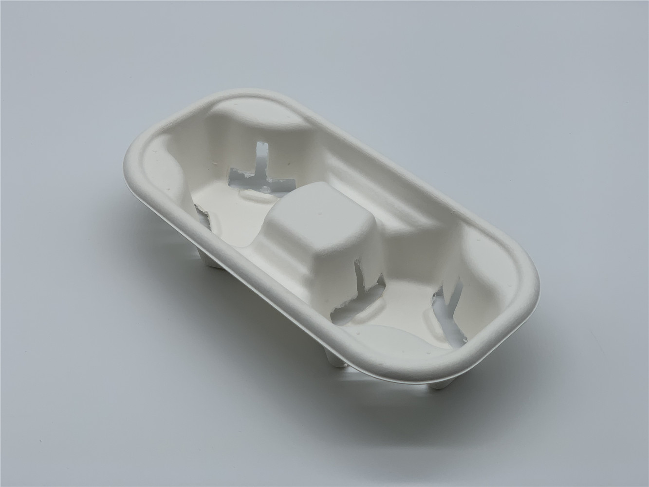 Zero Plastic Compostable Sugarcane Bagasse 2 Cup Carrier