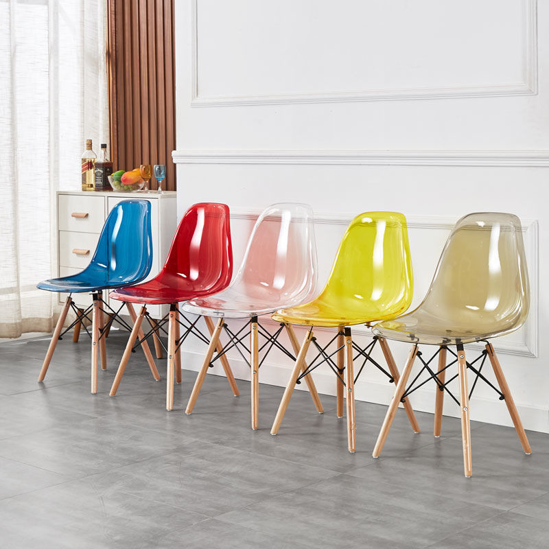 Clear Chair, Armless Acrylic Desk Chair with Golden Feet Swivel Molded Plastic Shell Chair Adjustable