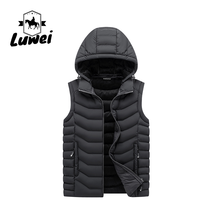 Custom Embroidered Windbreaker Hooded Sleeveless Utility Coat Thickened Men's Gilet Quilted Waistcoat Vest