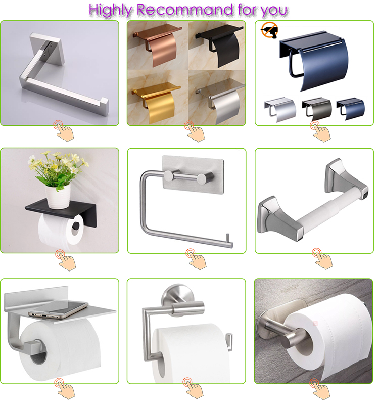 Matte Black Wall Mounted Toilet Roll Storage Durable For Home Hotel