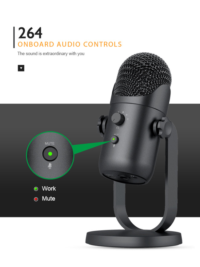 Streaming Condenser Mic , 48Khz USB Desktop Podcast Recording Microphone