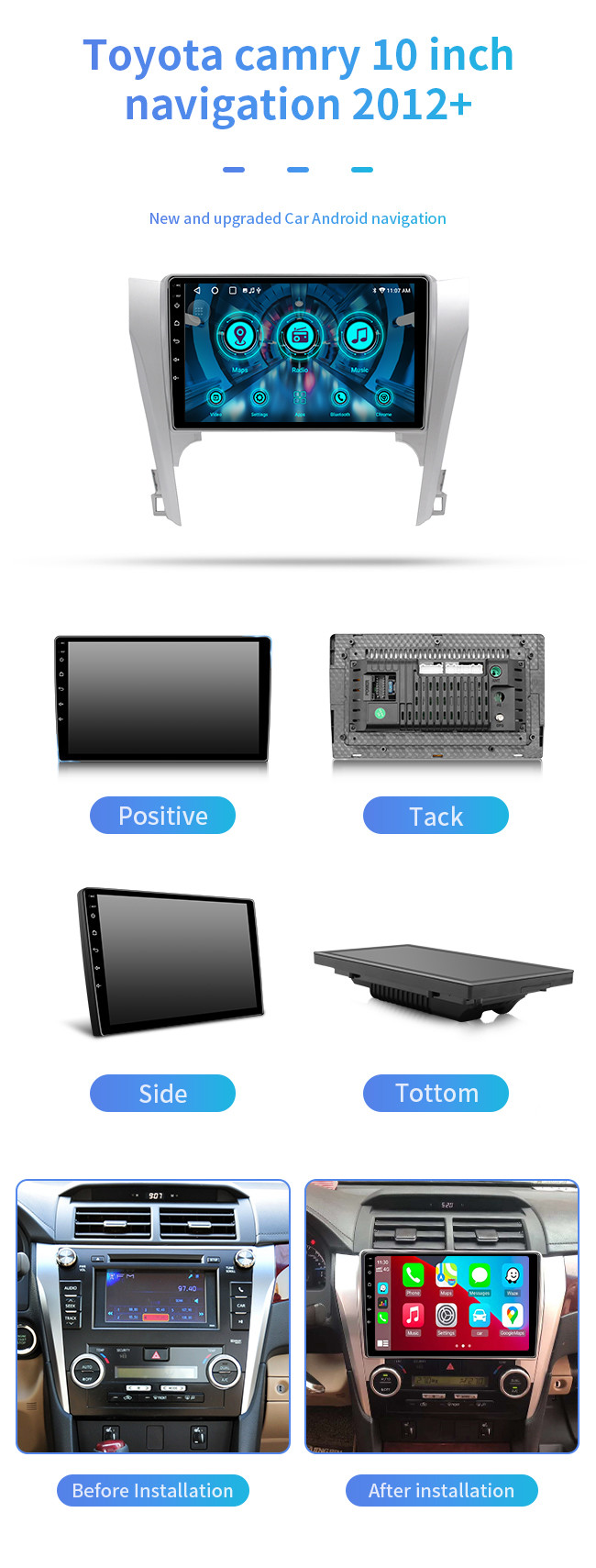 10 Inch Universal Car Video DVD Player Stereo Radio MP5 Navigation Multimedia Player For Toyota Camry