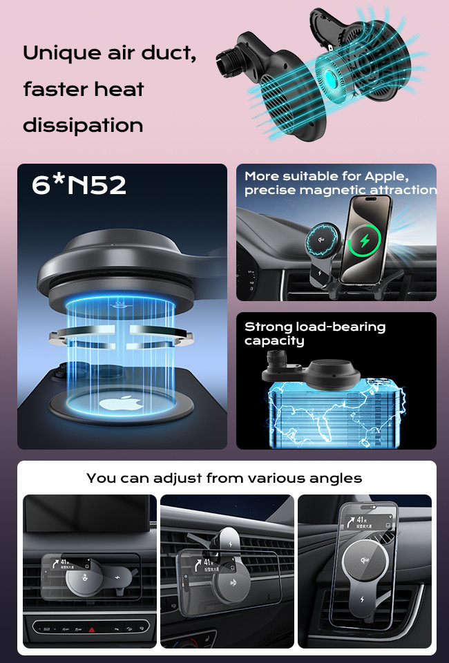 Say Goodbye To Slow And Cluttered Car Charging Upgrade To Magsafe Car Mount For High-Speed Fan-Cooled Wireless Charging