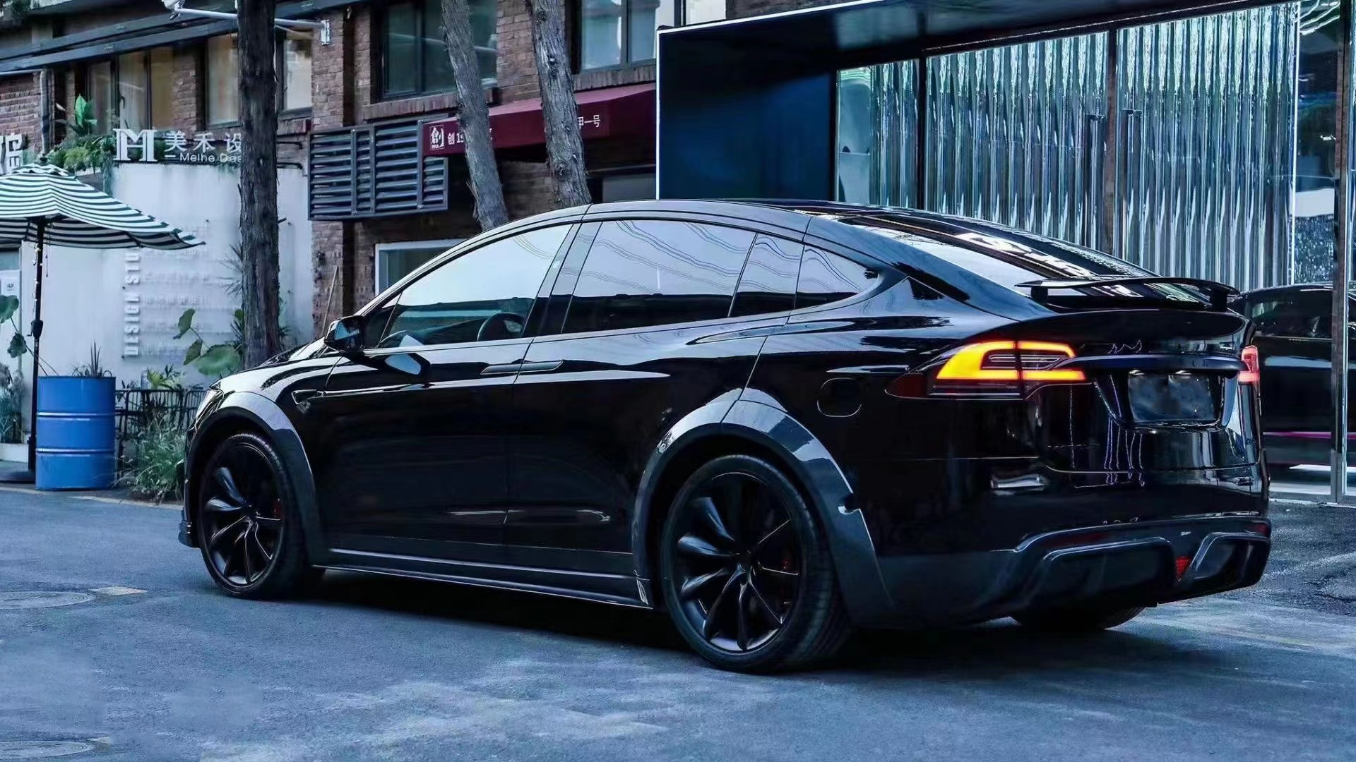 CMST Tesla Model X Body Kit Dark Green Tesla Widebody Kit 2023 Front Lip Diffuser