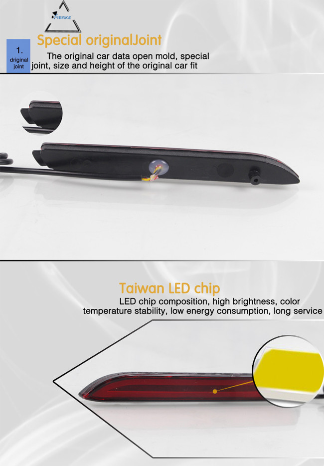 1 Pair LED Rear Bumper Light DC 12V Reflector Tail Light For Camry Innova