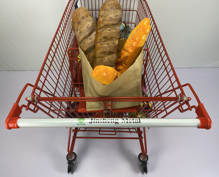 240L Supermarket Grocery Shopping Trolley Zinc Plated Steel Shopping Cart