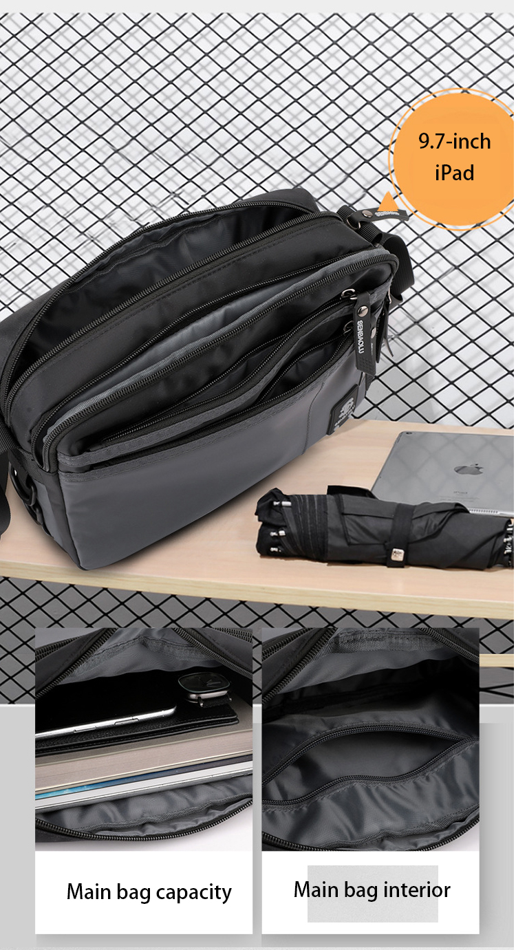 Fashion Men Messenger Shoulder Bag Business Simple Portable Square Bag Waterproof