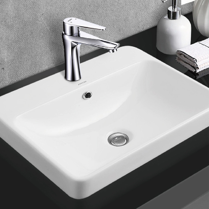 Bathroom Wash Basin Rectangular Shape Countertop With Holes