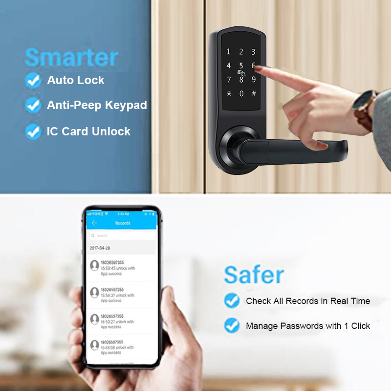 Reversible Keyless Entry Door Lock Anti Peep Keyless Door Lock Bluetooth