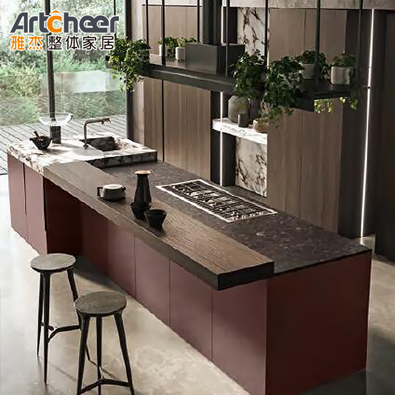Stylish Kitchen Cabinet Furniture Set with Pull Down Basket and MDF Doors