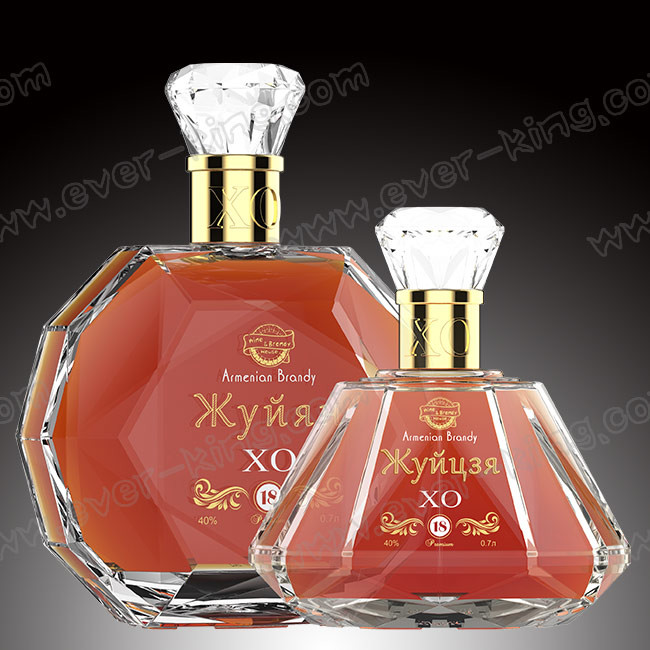 Custom Luxury Diamond Spirits Brandy Glass Bottle 700Ml