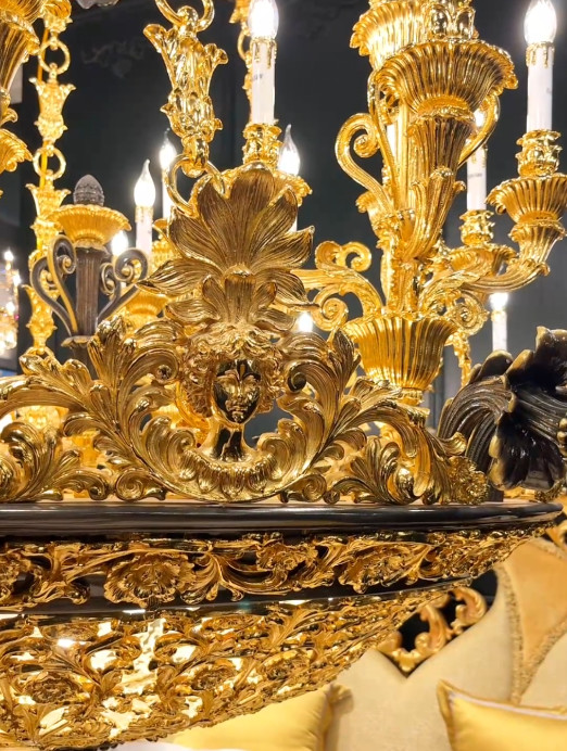 European Retro Custom Chandeliers High End Golden Candle Chandelier LED Light Source