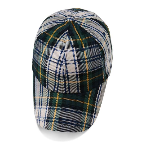 Fashion Checked Six Panel Plaid Baseball Hat / Unisex Baseball Caps With Custom