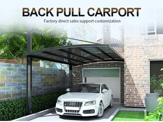 Polished Aluminium Car Parking Shed Resistant Polycarbonate Roof Modern Design