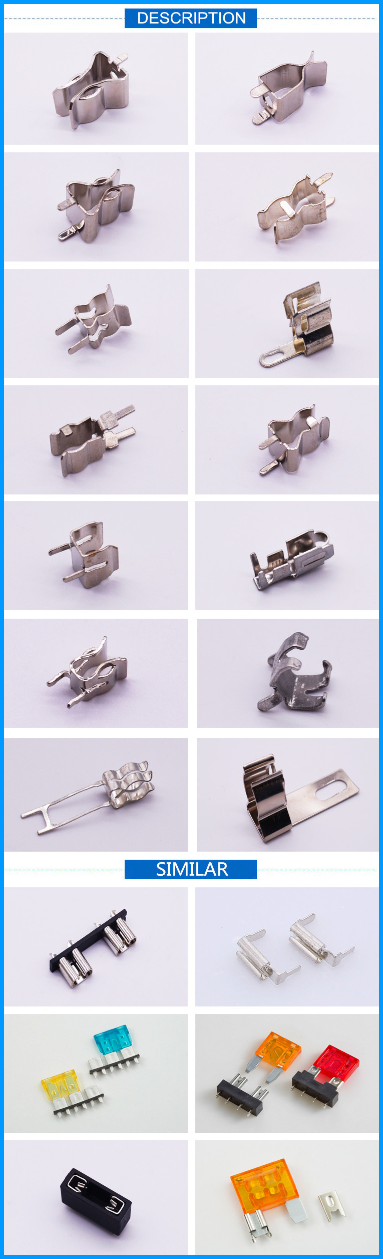 PCB Mount Nickel Plated Brass Siamese Fuse Clip For 5x20mm And 6x30mm Cartridge