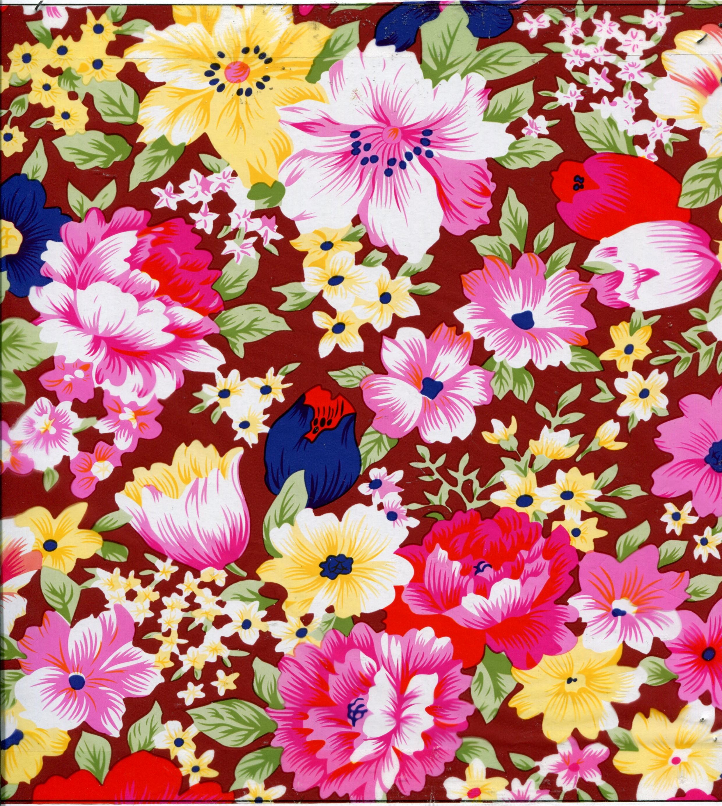 Printed Colorful Flowers PVC PU Synthetic Faux Leather Material