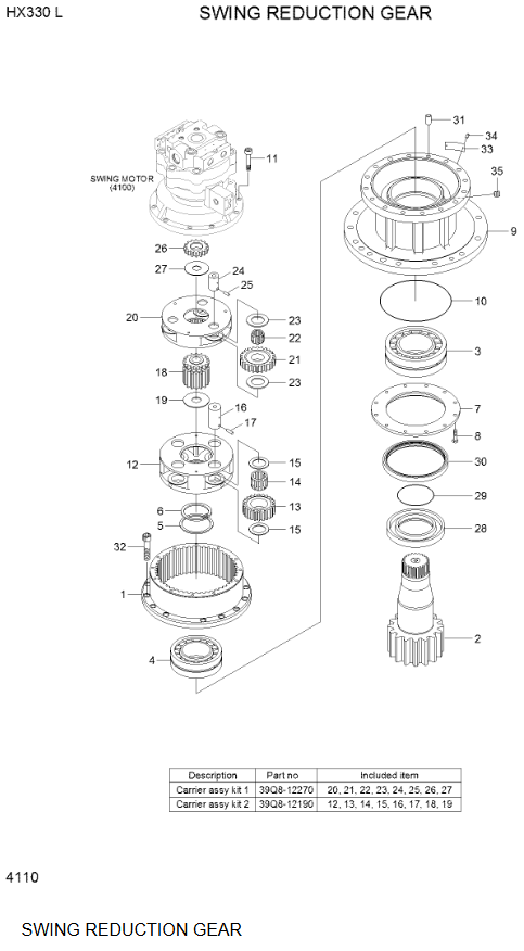 39K9-12100 FOR HYUNDAI HX340SL HX330L SWING REDUCTION GEAR HYDRAULIC SWING MOTOR SWING GEARBOX SWING DEVICE (REAR) DRIVE GP-SWING EXCAVATORS PARTS